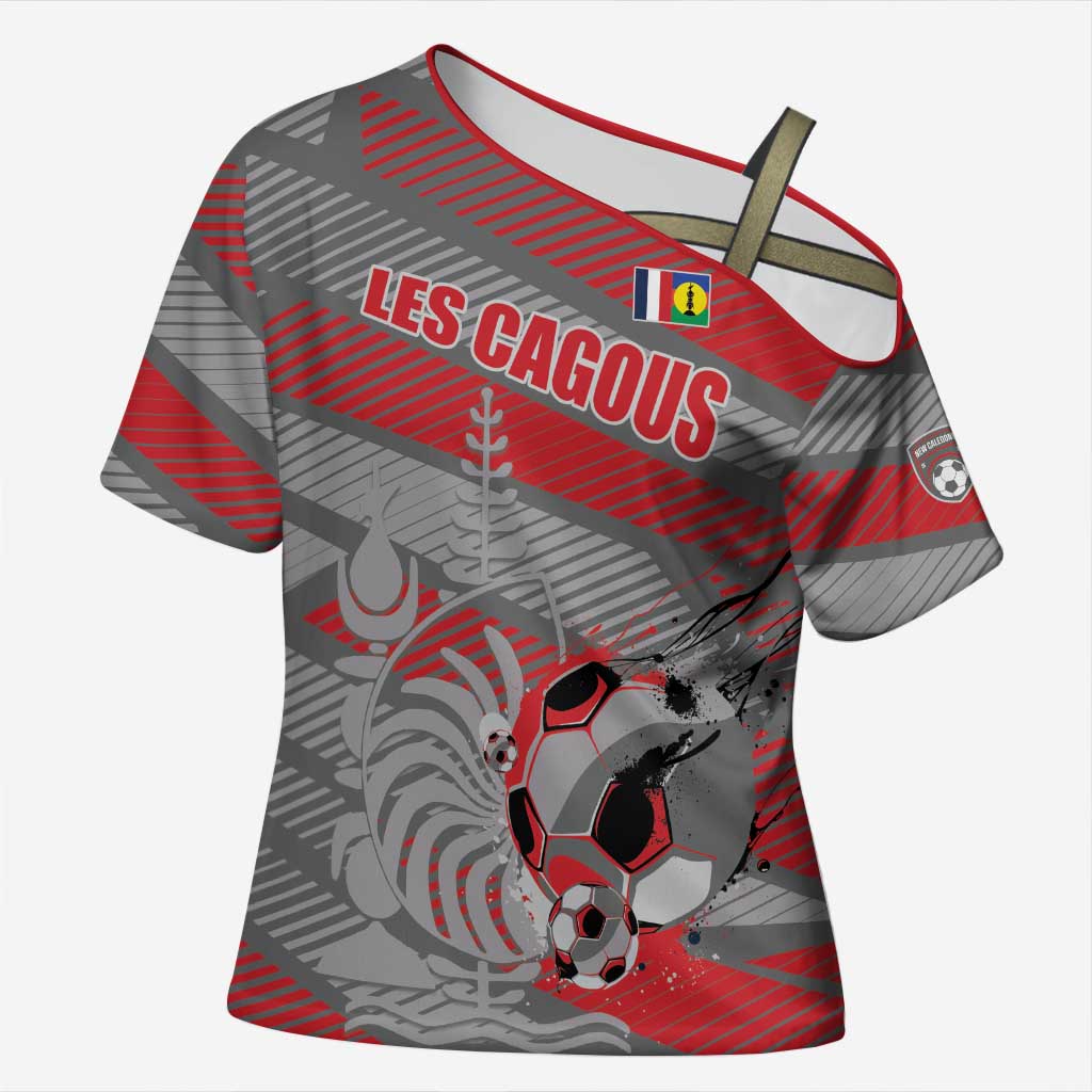 Custom Football 2026 New Caledonia Cross Shoulder Shirt Kagus Come On LT01 Female Gray - Polynesian Pride
