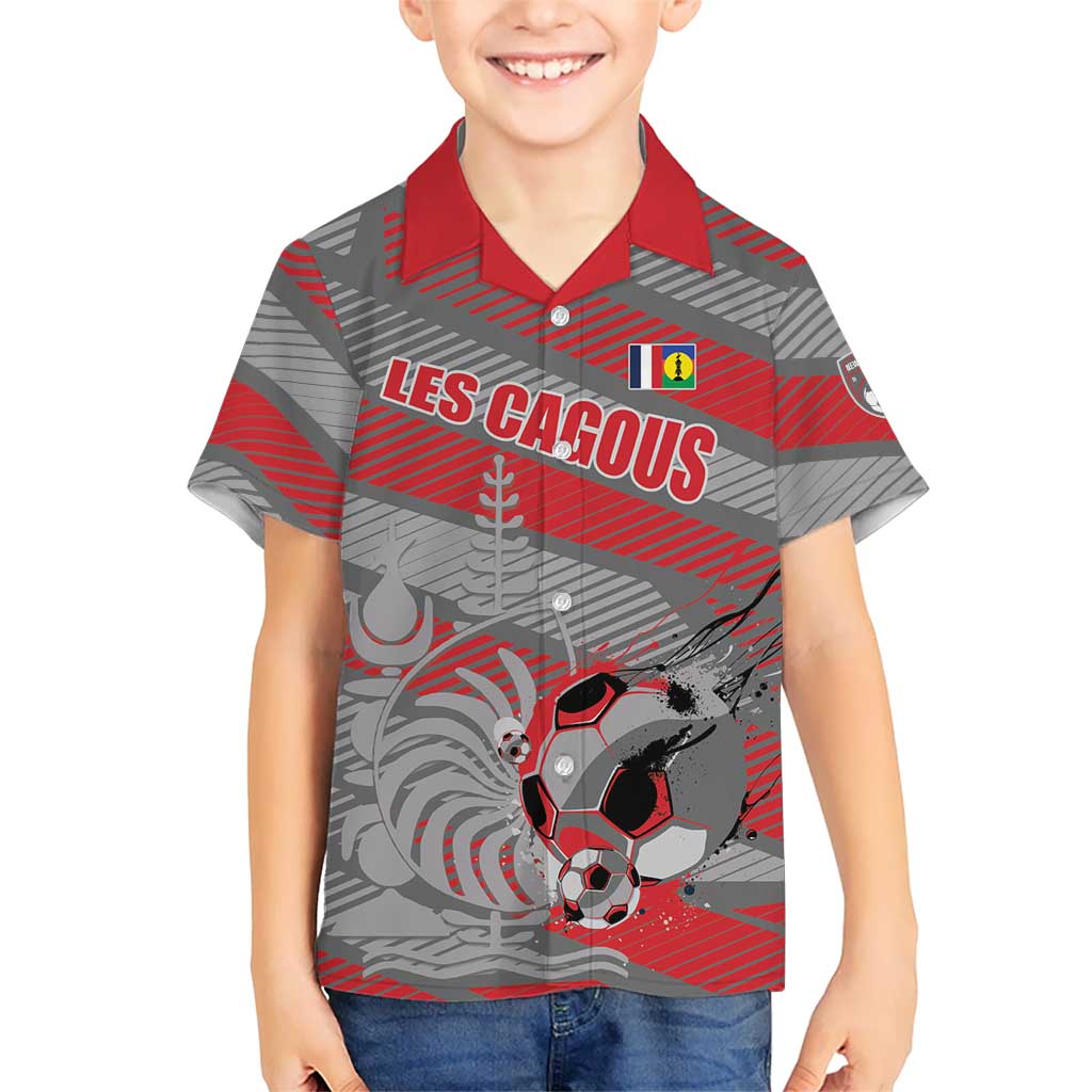 Custom Football 2026 New Caledonia Kid Hawaiian Shirt Kagus Come On LT01 Kid Gray - Polynesian Pride