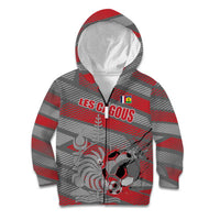 Custom Football 2026 New Caledonia Kid Hoodie Kagus Come On LT01 Zip Hoodie Gray - Polynesian Pride