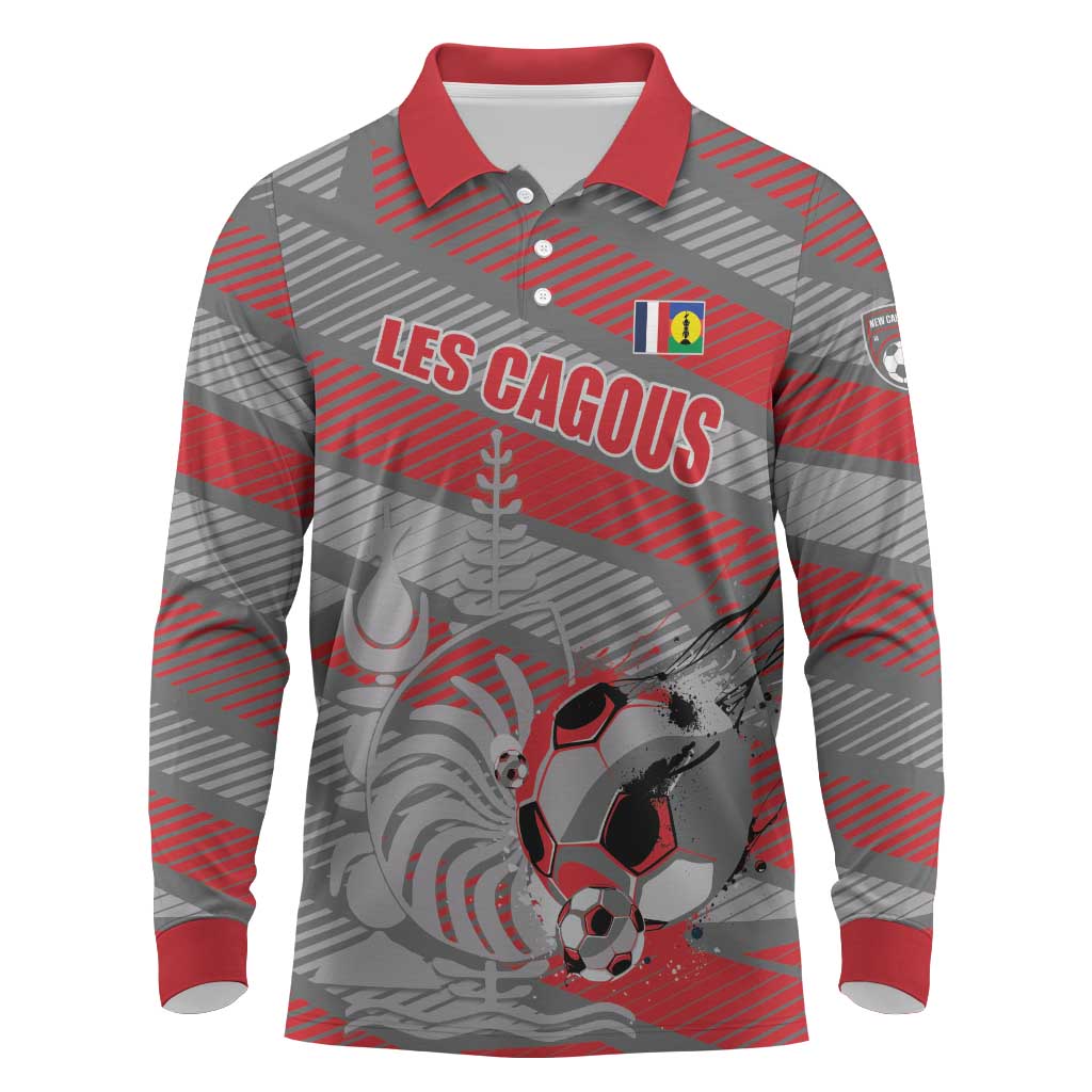 Custom Football 2026 New Caledonia Long Sleeve Polo Shirt Kagus Come On