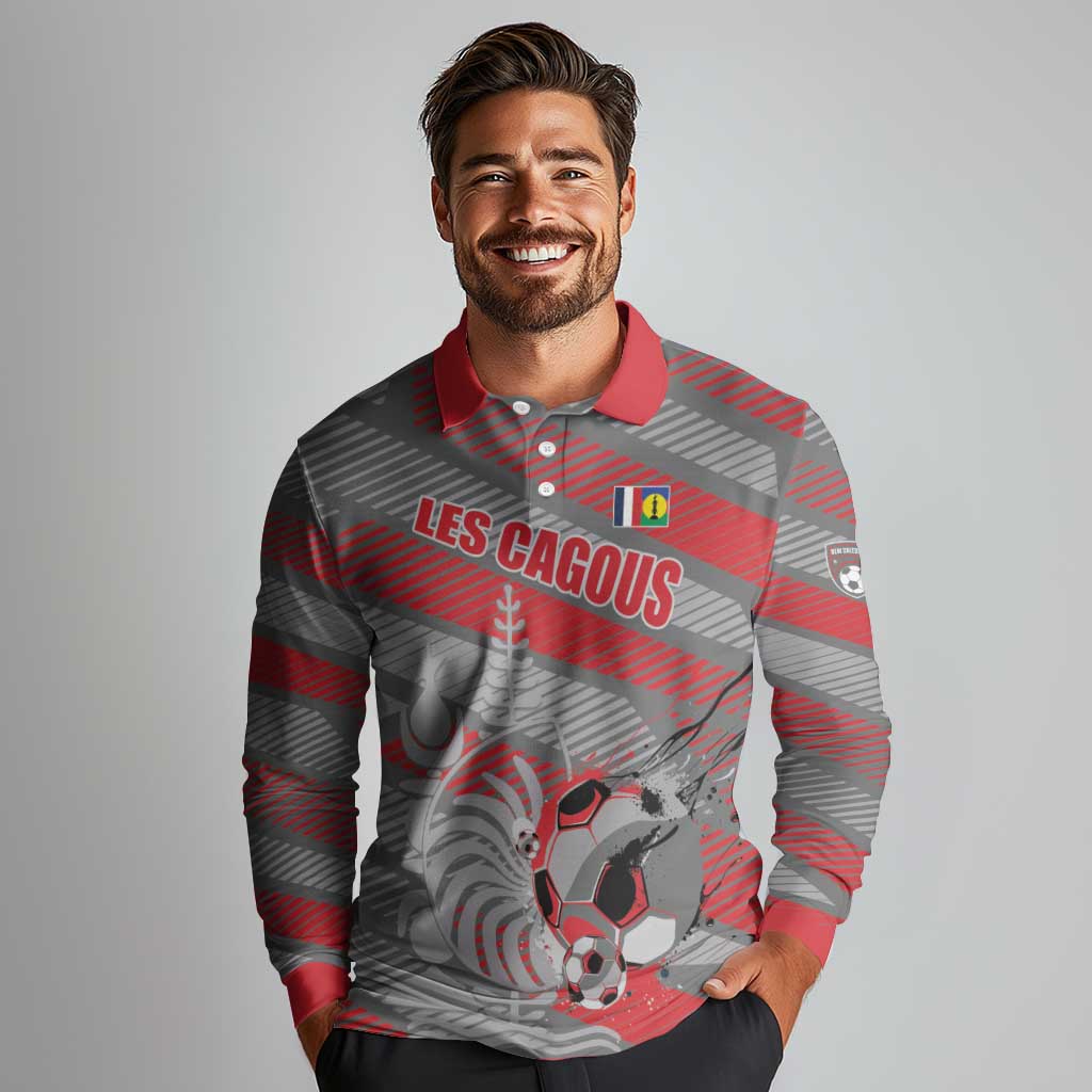 Custom Football 2026 New Caledonia Long Sleeve Polo Shirt Kagus Come On