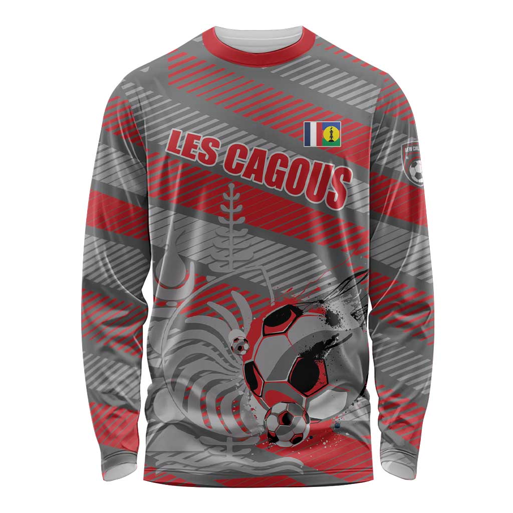 Custom Football 2026 New Caledonia Long Sleeve Shirt Kagus Come On LT01 Unisex Gray - Polynesian Pride