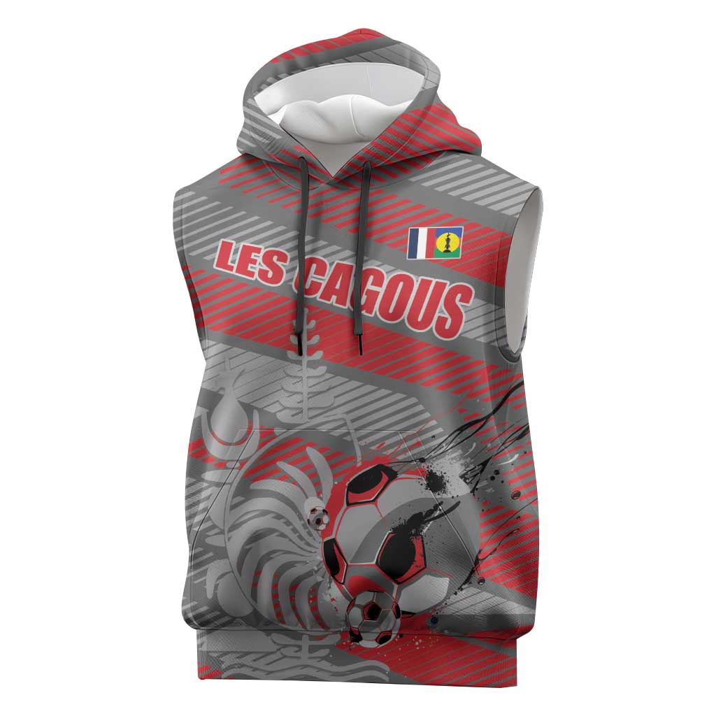 Custom Football 2026 New Caledonia Sleeveless Hoodie Kagus Come On LT01 Gray - Polynesian Pride