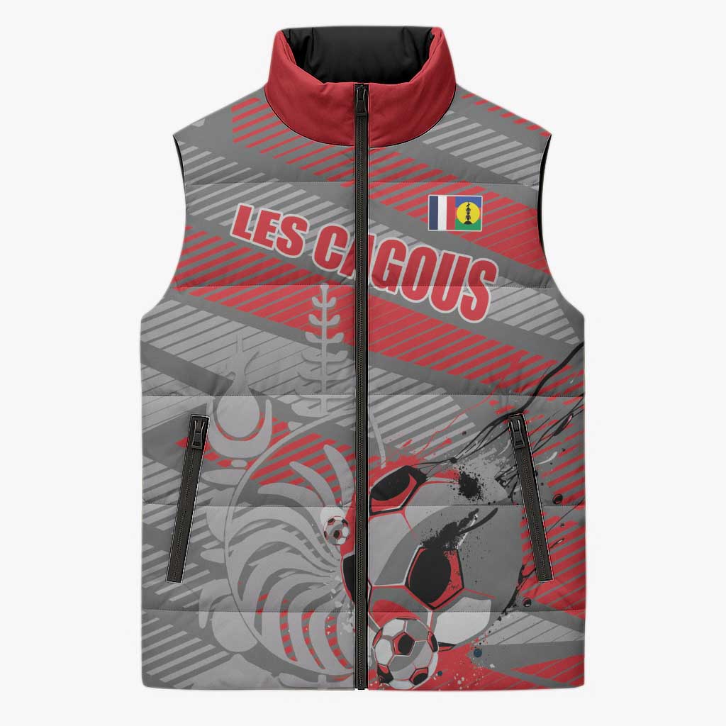 Custom Football 2026 New Caledonia Sleeveless Puffer Jacket Kagus Come On LT01 Unisex Gray - Polynesian Pride