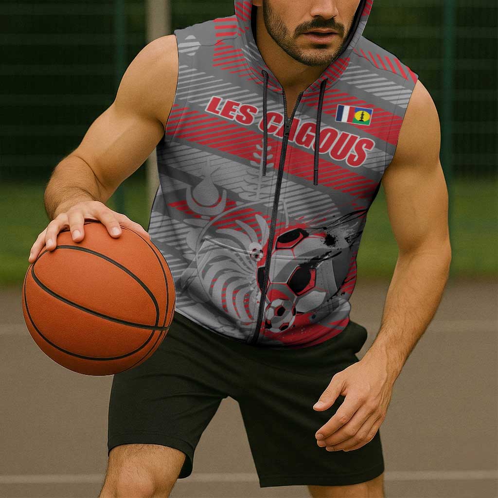 Custom Football 2026 New Caledonia Sleeveless Zip Hoodie Kagus Come On LT01 - Polynesian Pride