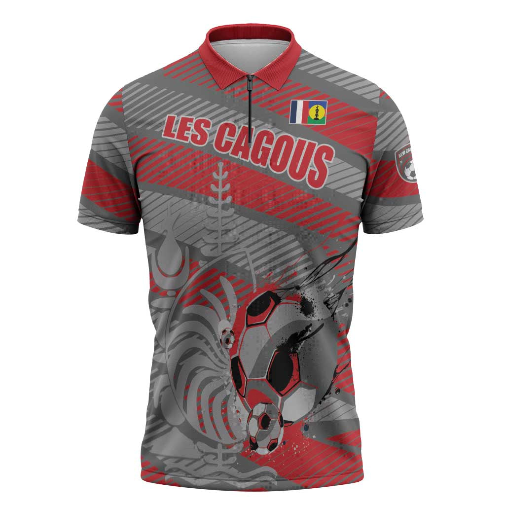 Custom Football 2026 New Caledonia Zipper Polo Shirt Kagus Come On LT01 Gray - Polynesian Pride