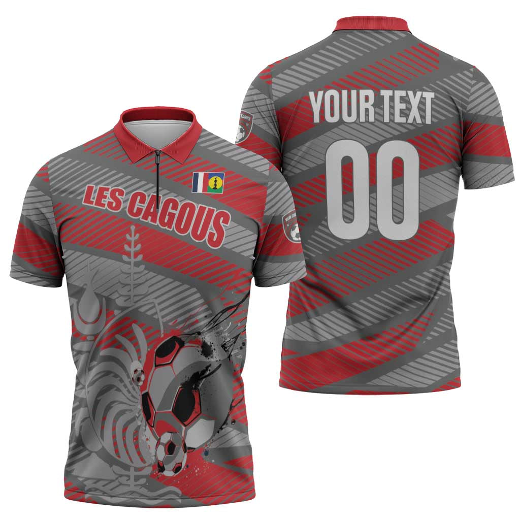 Custom Football 2026 New Caledonia Zipper Polo Shirt Kagus Come On LT01 - Polynesian Pride