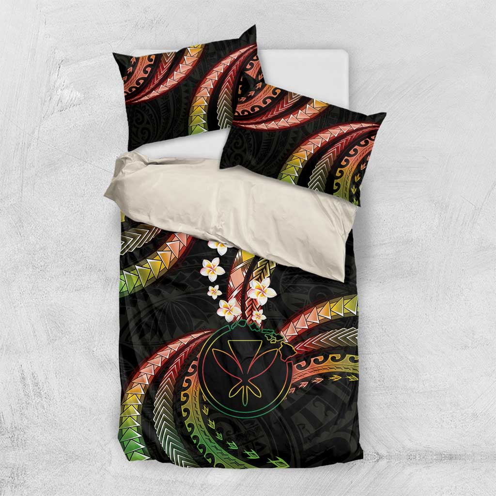 Hawaii Map Kanaka Maoli Bedding Set Fantastic Frangipani Reggae