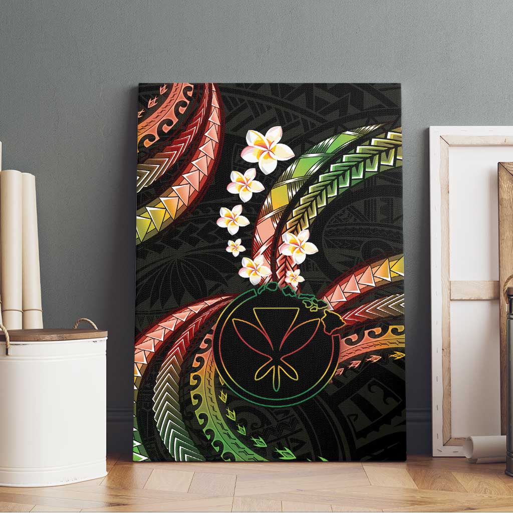 Hawaii Map Kanaka Maoli Canvas Wall Art Fantastic Frangipani Reggae
