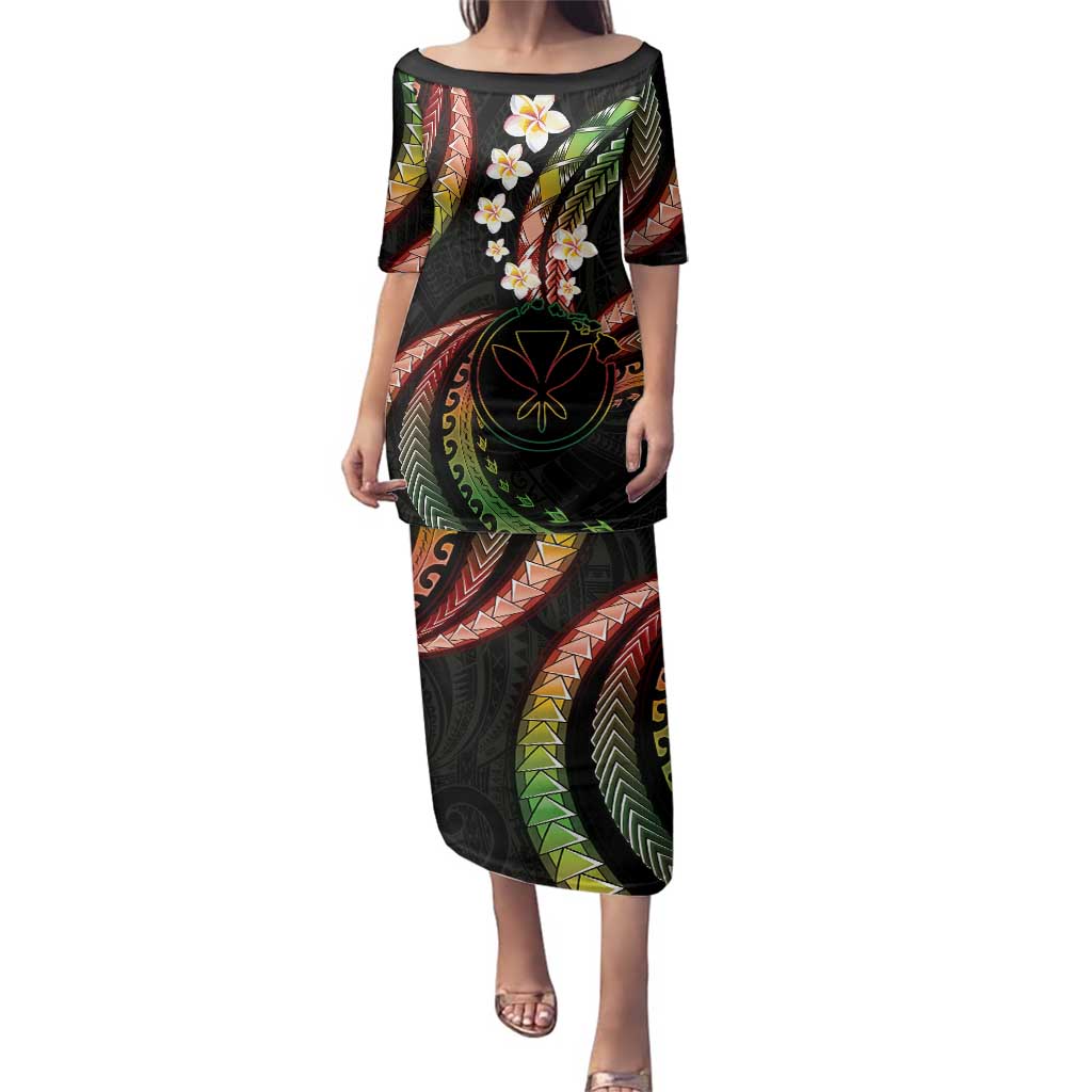 Hawaii Map Kanaka Maoli Family Matching Puletasi and Hawaiian Shirt Fantastic Frangipani Reggae