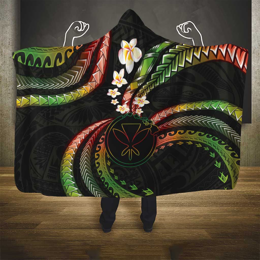 Hawaii Map Kanaka Maoli Hooded Blanket Fantastic Frangipani Reggae