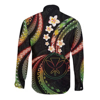 Hawaii Map Kanaka Maoli Long Sleeve Button Shirt Fantastic Frangipani Reggae