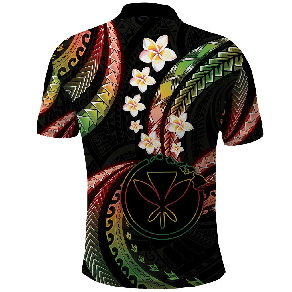 Hawaii Map Kanaka Maoli Polo Shirt Fantastic Frangipani Reggae