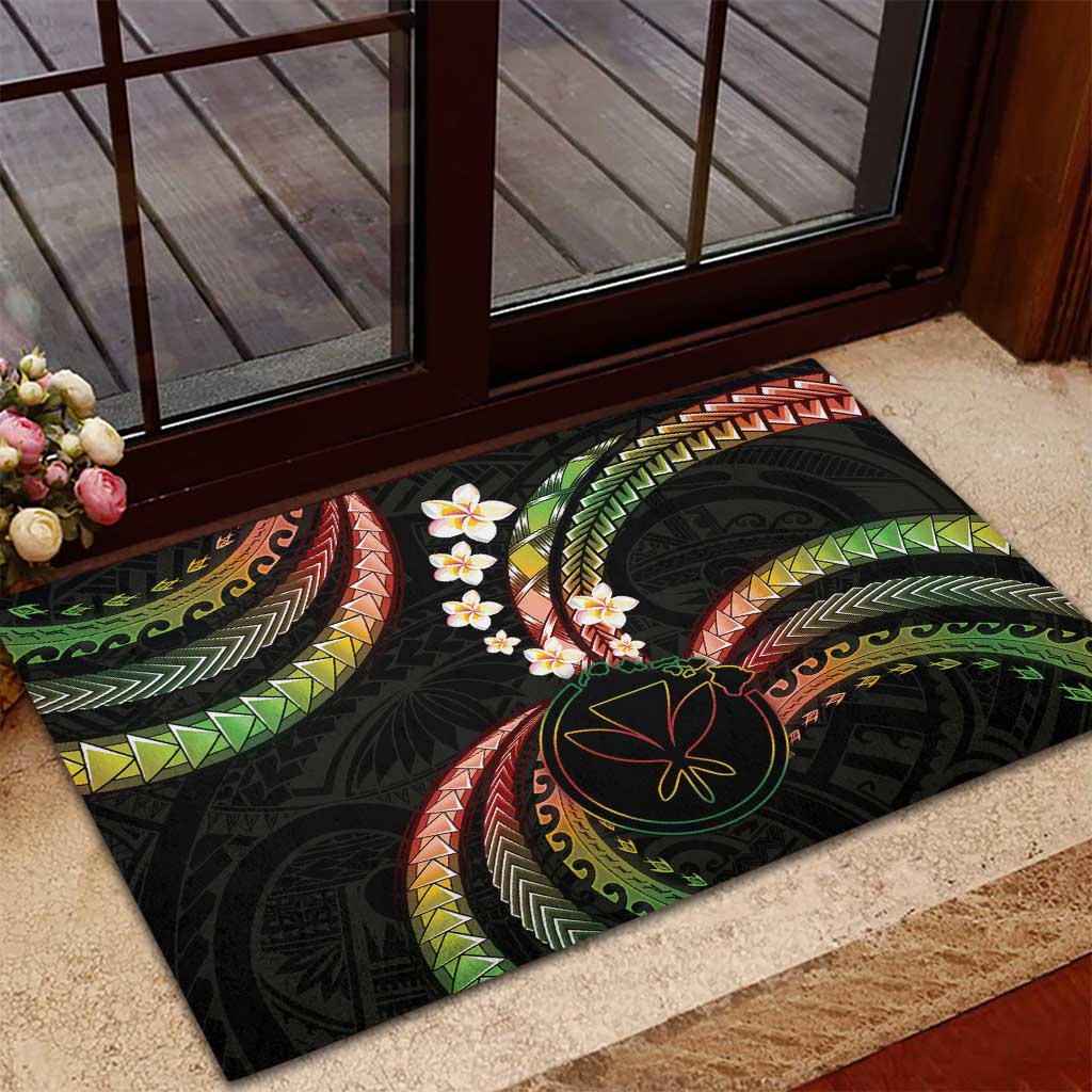 Hawaii Map Kanaka Maoli Rubber Doormat Fantastic Frangipani Reggae