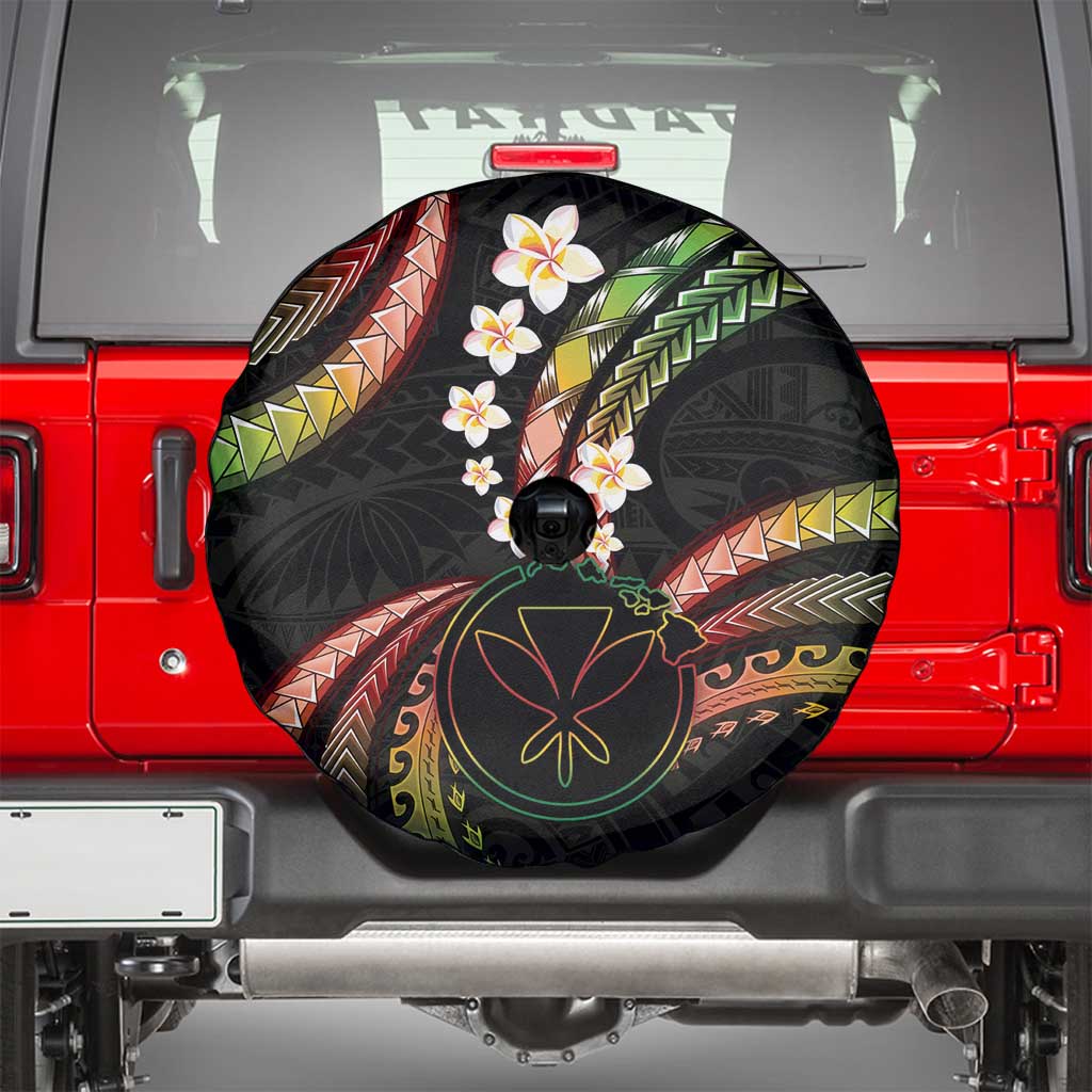 Hawaii Map Kanaka Maoli Spare Tire Cover Fantastic Frangipani Reggae