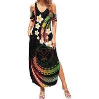 Hawaii Map Kanaka Maoli Summer Maxi Dress Fantastic Frangipani Reggae