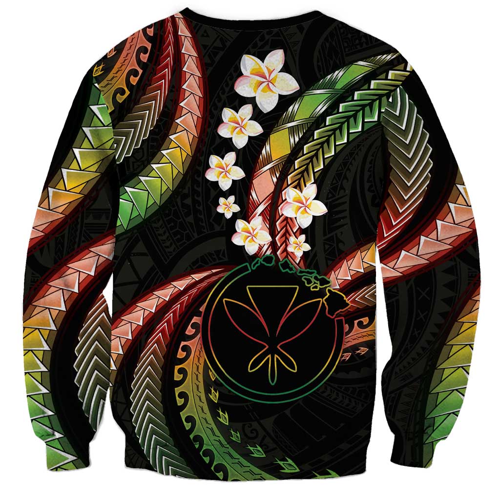 Hawaii Map Kanaka Maoli Sweatshirt Fantastic Frangipani Reggae