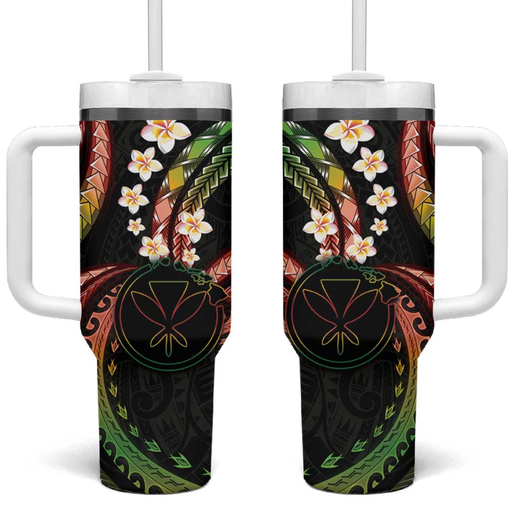 Hawaii Map Kanaka Maoli Tumbler With Handle Fantastic Frangipani Reggae