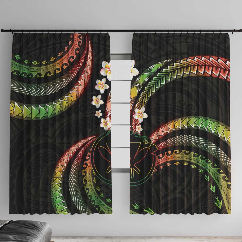 Hawaii Map Kanaka Maoli Window Curtain Fantastic Frangipani Reggae