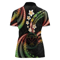 Hawaii Map Kanaka Maoli Women Polo Shirt Fantastic Frangipani Reggae