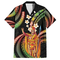 Hawaii King Kamehameha Family Matching Long Sleeve Bodycon Dress and Hawaiian Shirt Fantastic Plumeria Reggae