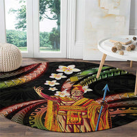 Hawaii King Kamehameha Round Carpet Fantastic Plumeria Reggae