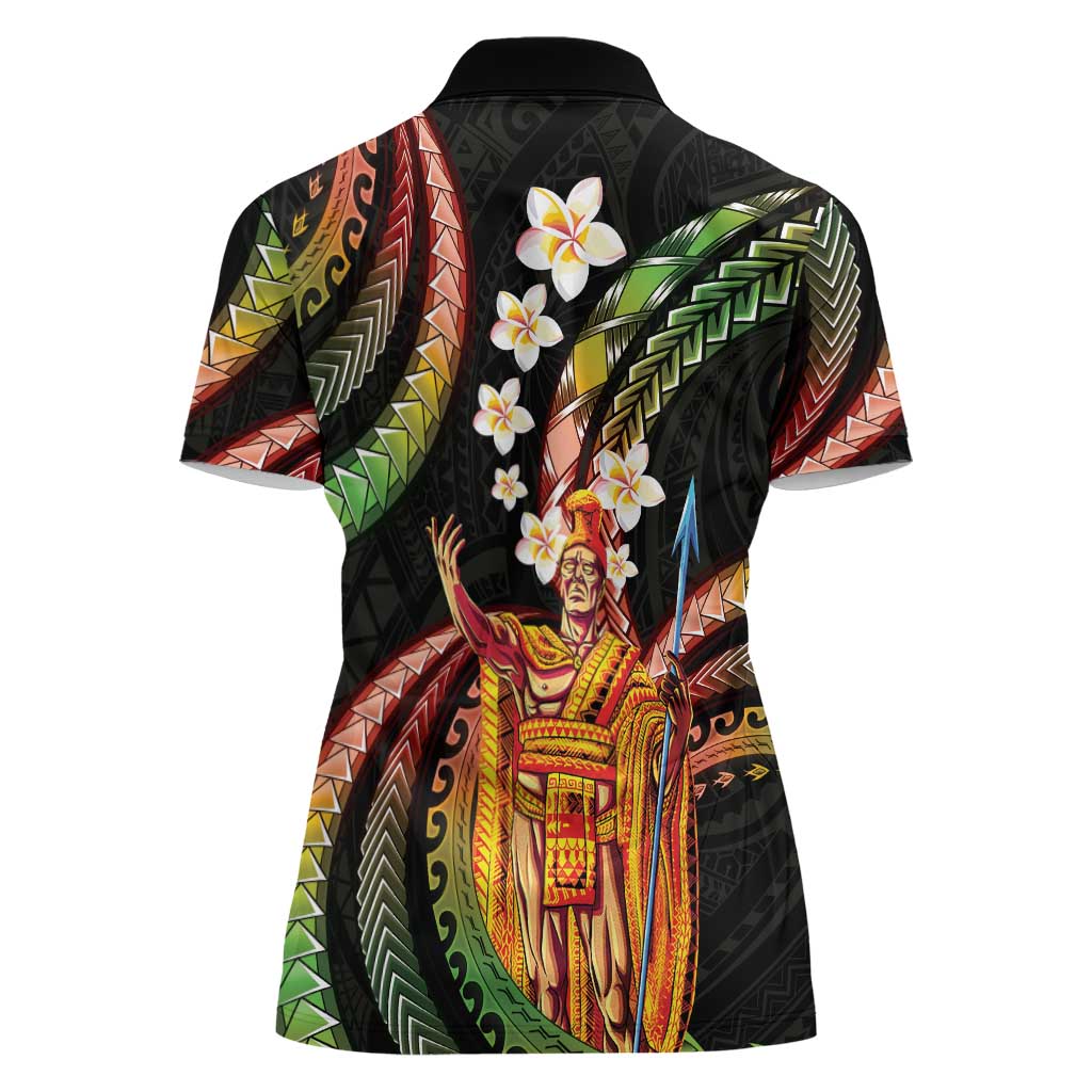 Hawaii King Kamehameha Women Polo Shirt Fantastic Plumeria Reggae