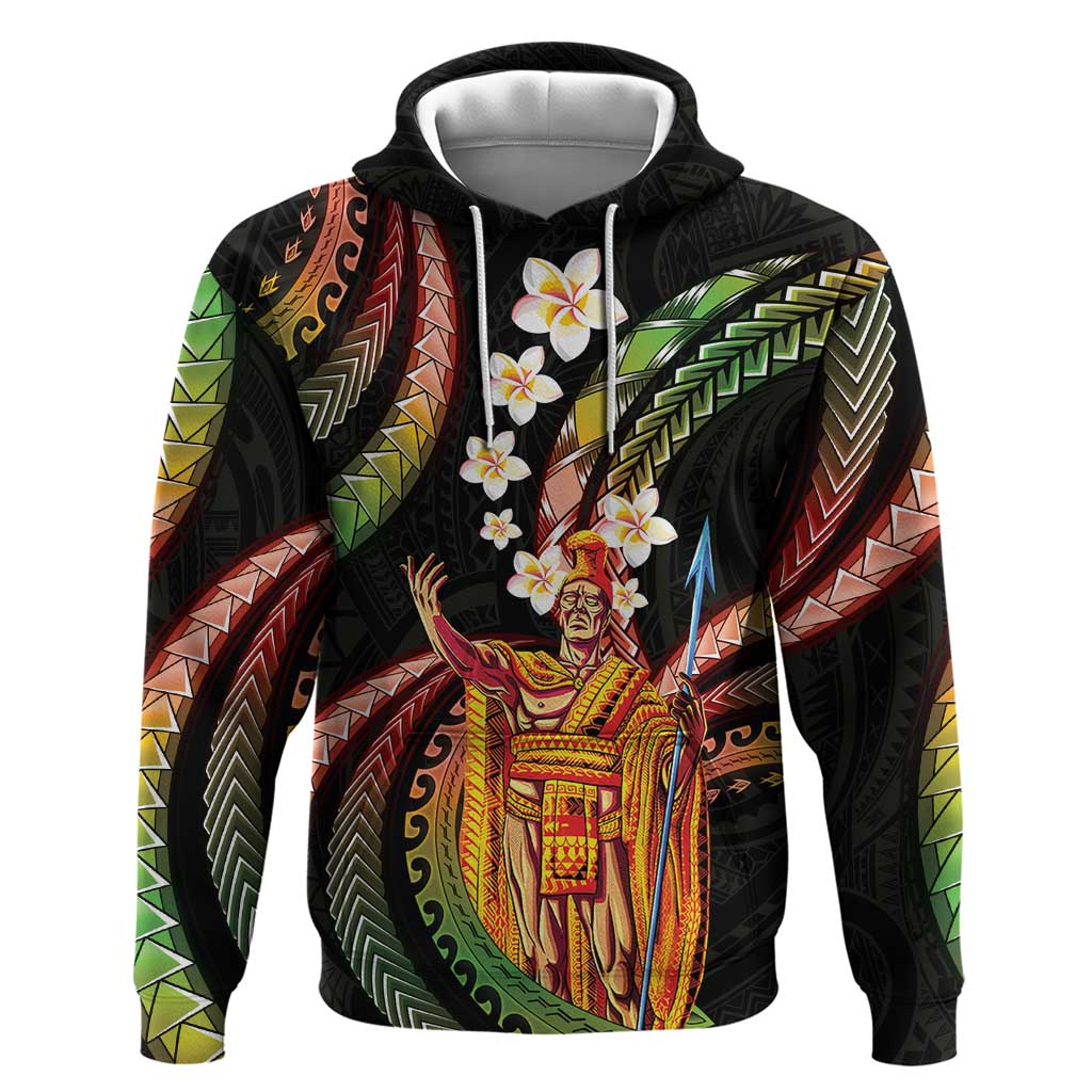 Hawaii King Kamehameha Zip Hoodie Fantastic Plumeria Reggae