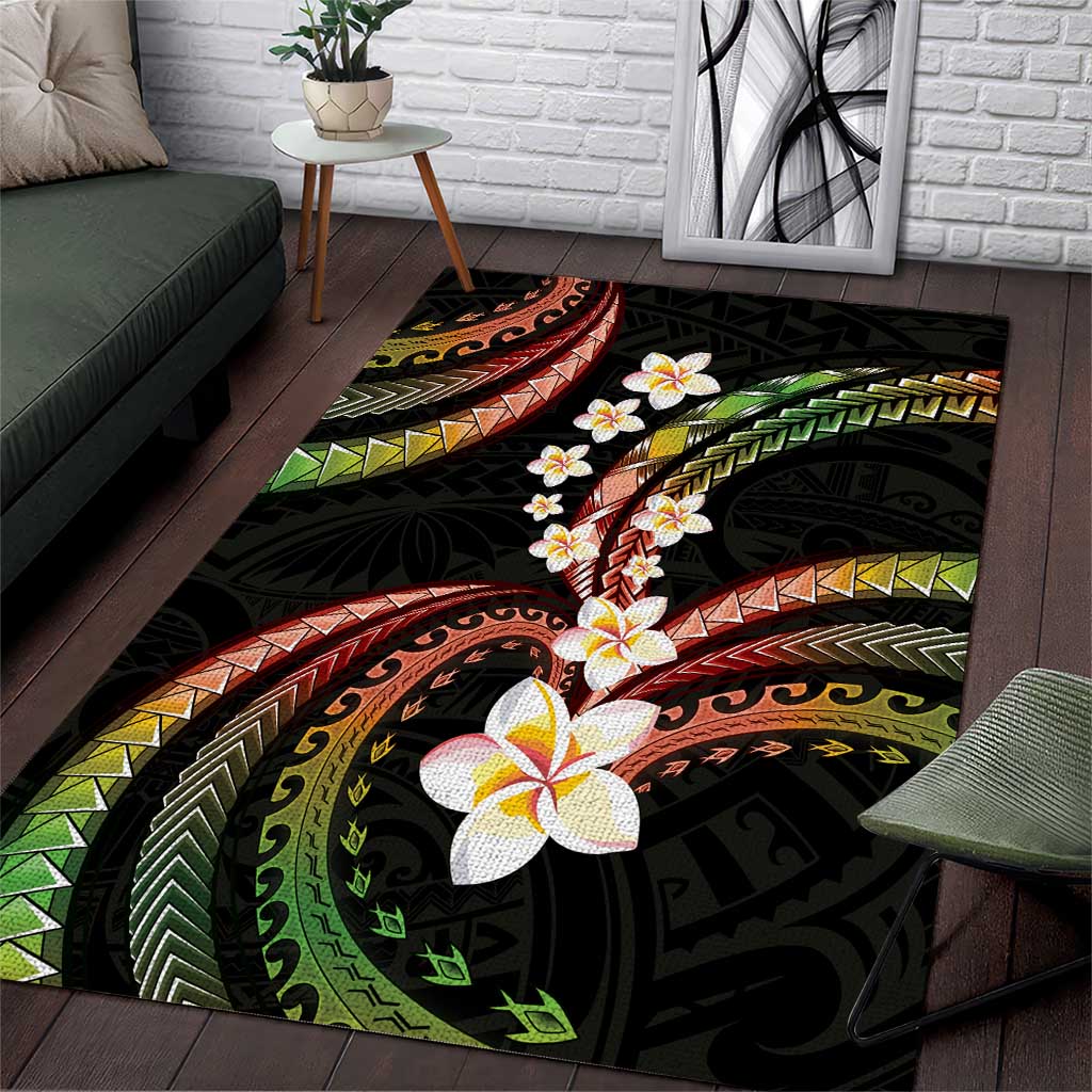 Hawaii Plumeria Reggae Area Rug Polynesian Pattern