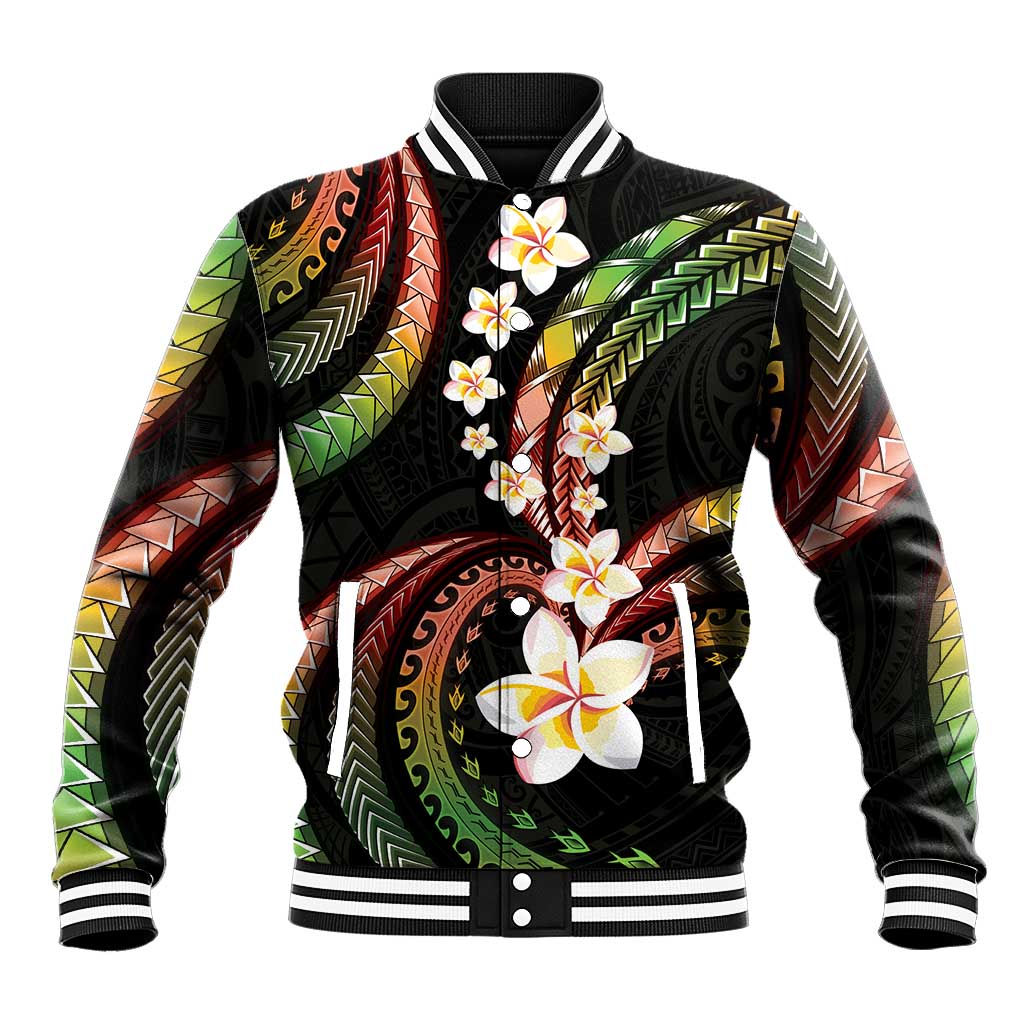 Hawaii Plumeria Reggae Baseball Jacket Polynesian Pattern LT01 Unisex Reggae - Polynesian Pride
