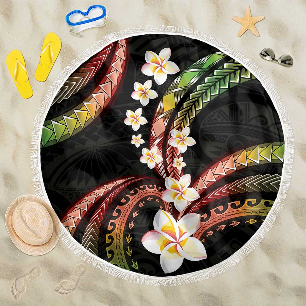 Hawaii Plumeria Reggae Beach Blanket Polynesian Pattern LT01 One Size 150cm Reggae - Polynesian Pride