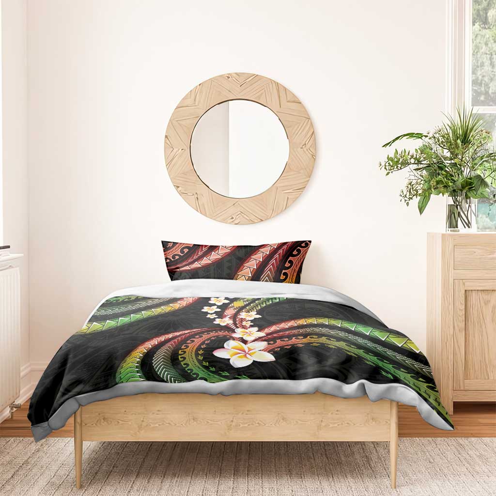 Hawaii Plumeria Reggae Bedding Set Polynesian Pattern