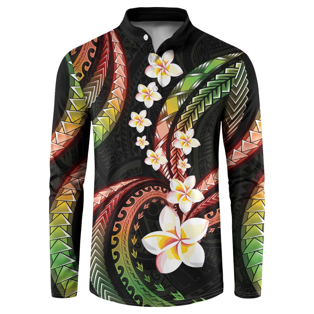 Hawaii Plumeria Reggae Button Sweatshirt Polynesian Pattern LT01 Reggae - Polynesian Pride