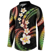 Hawaii Plumeria Reggae Button Sweatshirt Polynesian Pattern LT01 - Polynesian Pride
