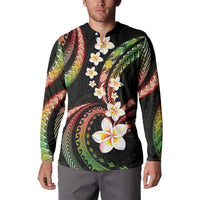Hawaii Plumeria Reggae Button Sweatshirt Polynesian Pattern LT01 - Polynesian Pride