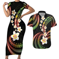 Hawaii Plumeria Reggae Couples Matching Short Sleeve Bodycon Dress and Hawaiian Shirt Polynesian Pattern LT01 Reggae - Polynesian Pride