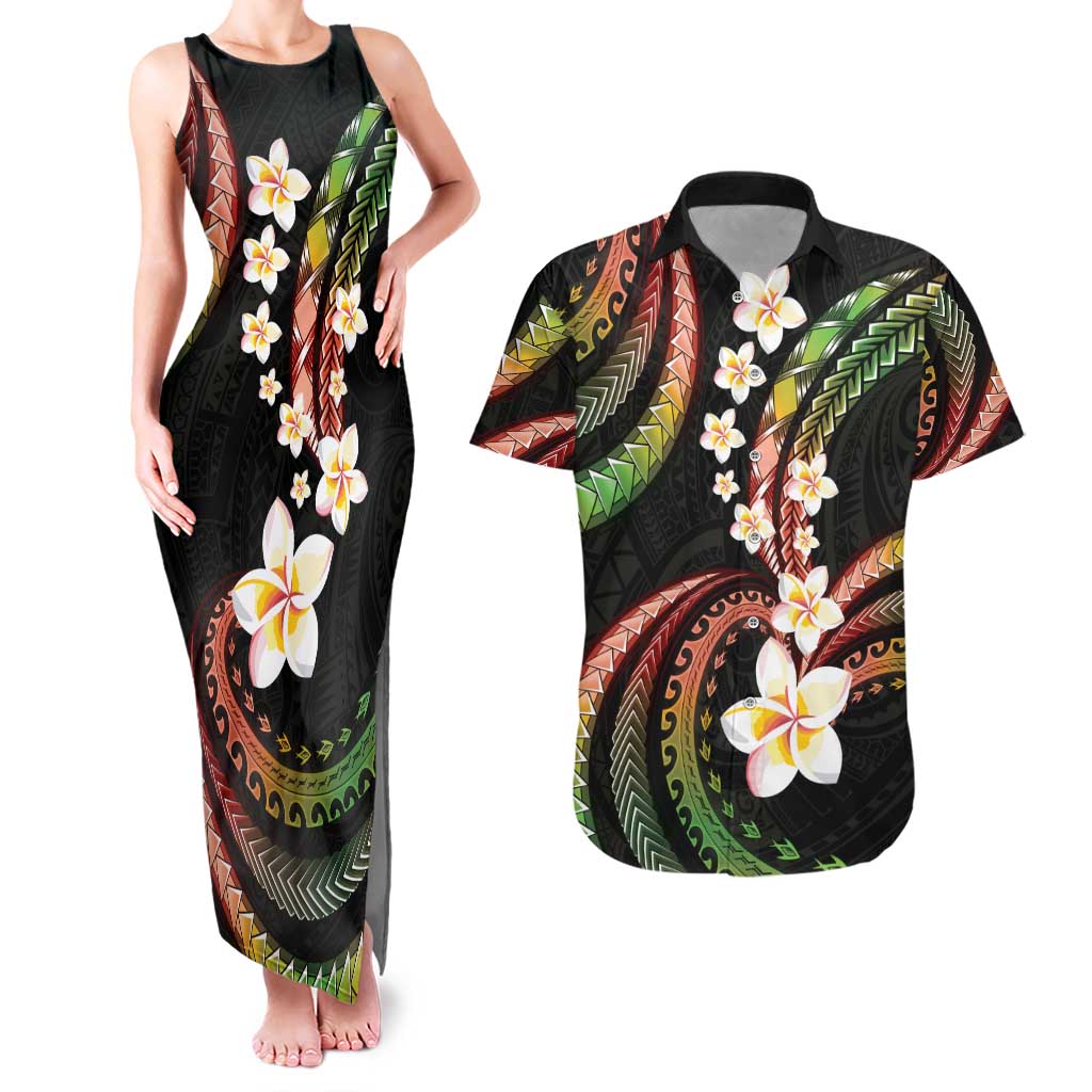 Hawaii Plumeria Reggae Couples Matching Tank Maxi Dress and Hawaiian Shirt Polynesian Pattern LT01 Reggae - Polynesian Pride