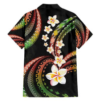 Hawaii Plumeria Reggae Family Matching Off The Shoulder Long Sleeve Dress and Hawaiian Shirt Polynesian Pattern