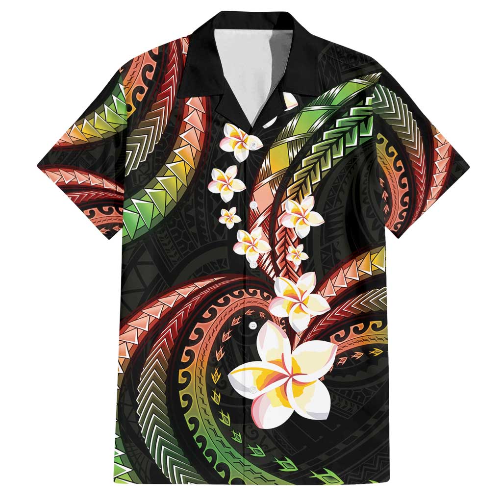 Hawaii Plumeria Reggae Family Matching Puletasi and Hawaiian Shirt Polynesian Pattern