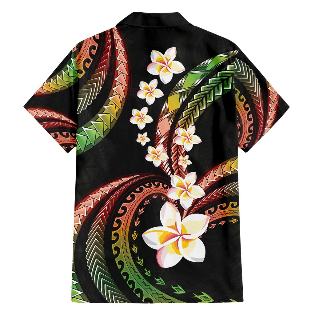 Hawaii Plumeria Reggae Family Matching Short Sleeve Bodycon Dress and Hawaiian Shirt Polynesian Pattern