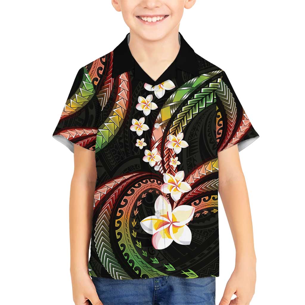 Hawaii Plumeria Reggae Family Matching Tank Maxi Dress and Hawaiian Shirt Polynesian Pattern