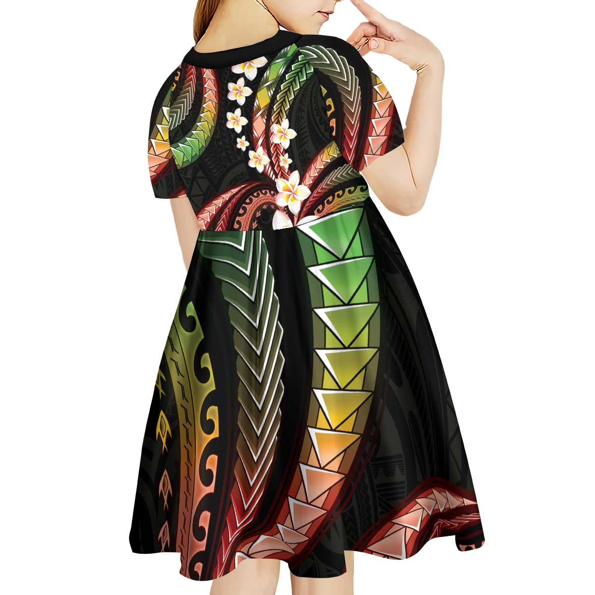 Hawaii Plumeria Reggae Kid Short Sleeve Dress Polynesian Pattern LT01 - Polynesian Pride
