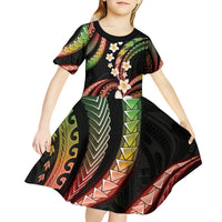 Hawaii Plumeria Reggae Kid Short Sleeve Dress Polynesian Pattern LT01 - Polynesian Pride