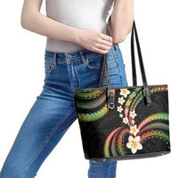Hawaii Plumeria Reggae Leather Tote Bag Polynesian Pattern