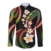 Hawaii Plumeria Reggae Long Sleeve Button Shirt Polynesian Pattern LT01 Unisex Reggae - Polynesian Pride