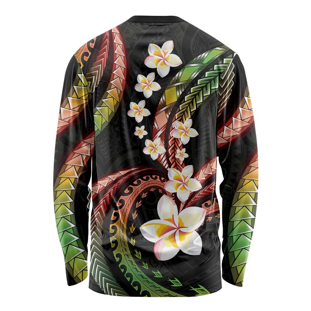 Hawaii Plumeria Reggae Long Sleeve Shirt Polynesian Pattern LT01 - Polynesian Pride