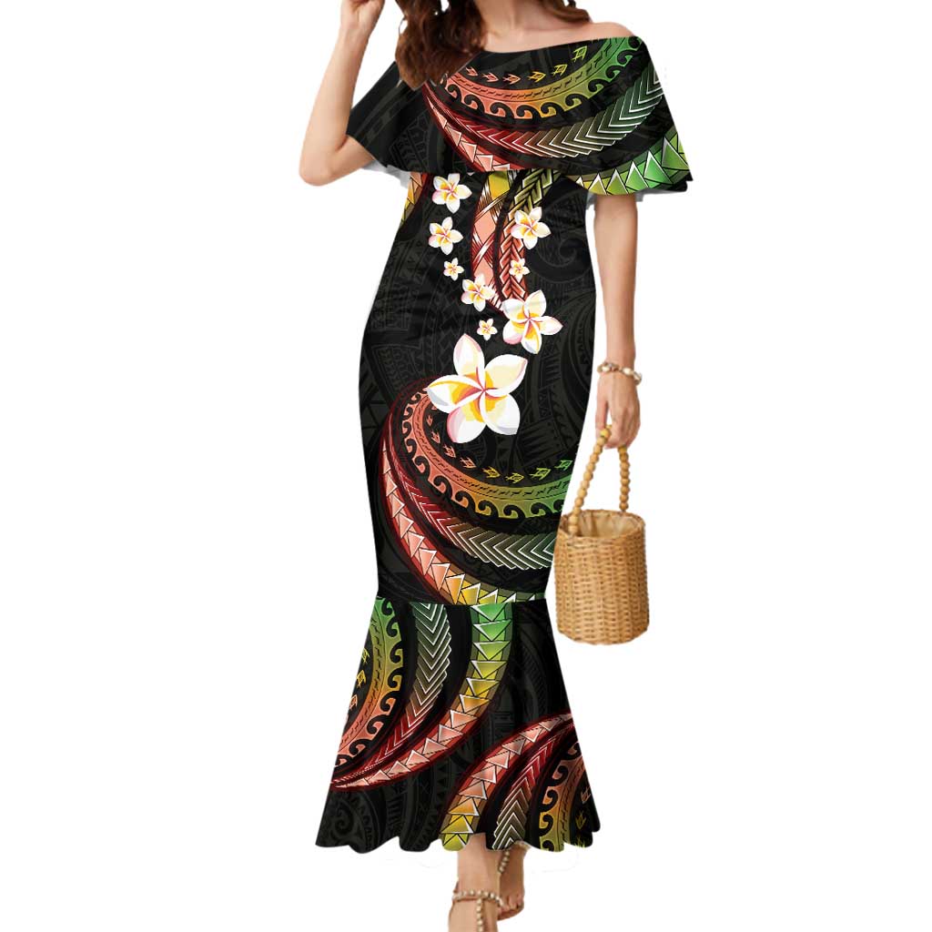Hawaii Plumeria Reggae Mermaid Dress Polynesian Pattern