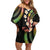 Hawaii Plumeria Reggae Off Shoulder Short Dress Polynesian Pattern