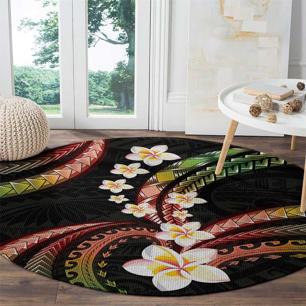 Hawaii Plumeria Reggae Round Carpet Polynesian Pattern