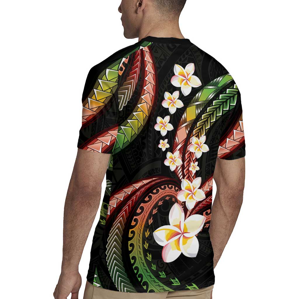 Hawaii Plumeria Reggae Rugby Jersey Polynesian Pattern